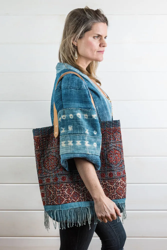 Kantha Quilt Fringe Tote