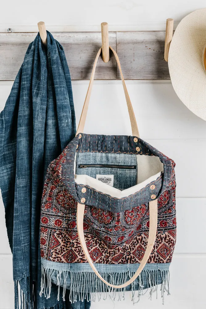 Kantha Quilt Fringe Tote