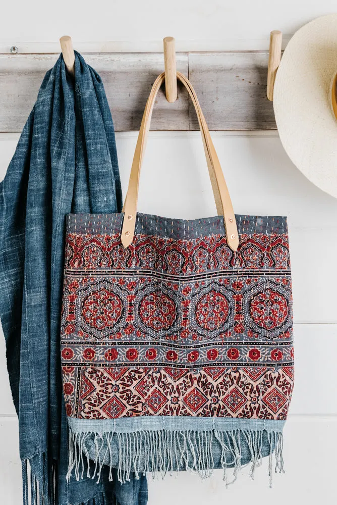 Kantha Quilt Fringe Tote