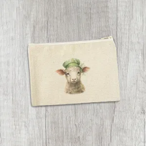 Lamb with Green Hat - St. Patrick's Day Canvas Zipper Pouch