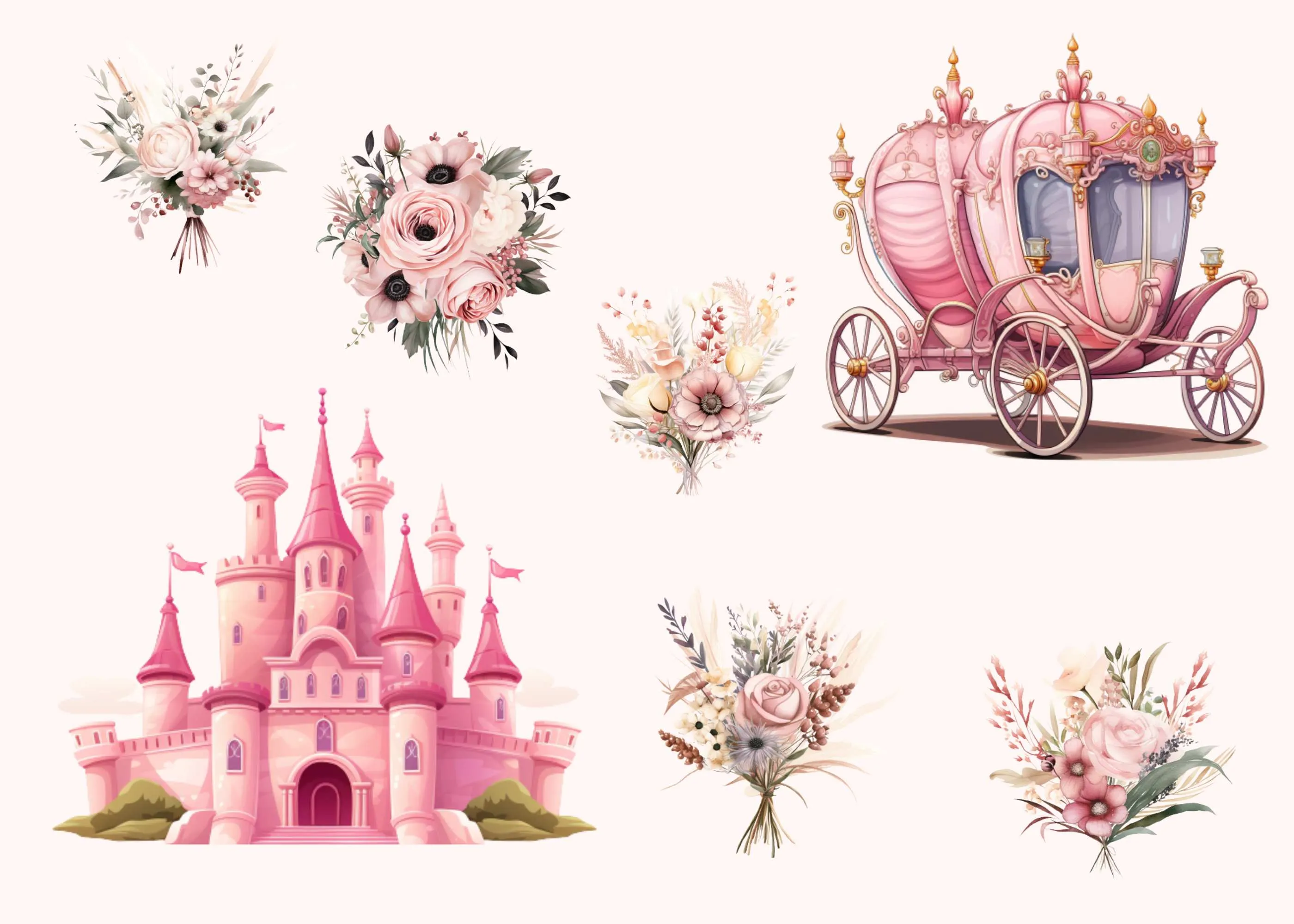Little Princess Clipart, Watercolor Princess Clipart, Little Princess Ornaments, Baby Princess, Castle Sublimation Design, Princess Birthday, Fairytale Princes 005