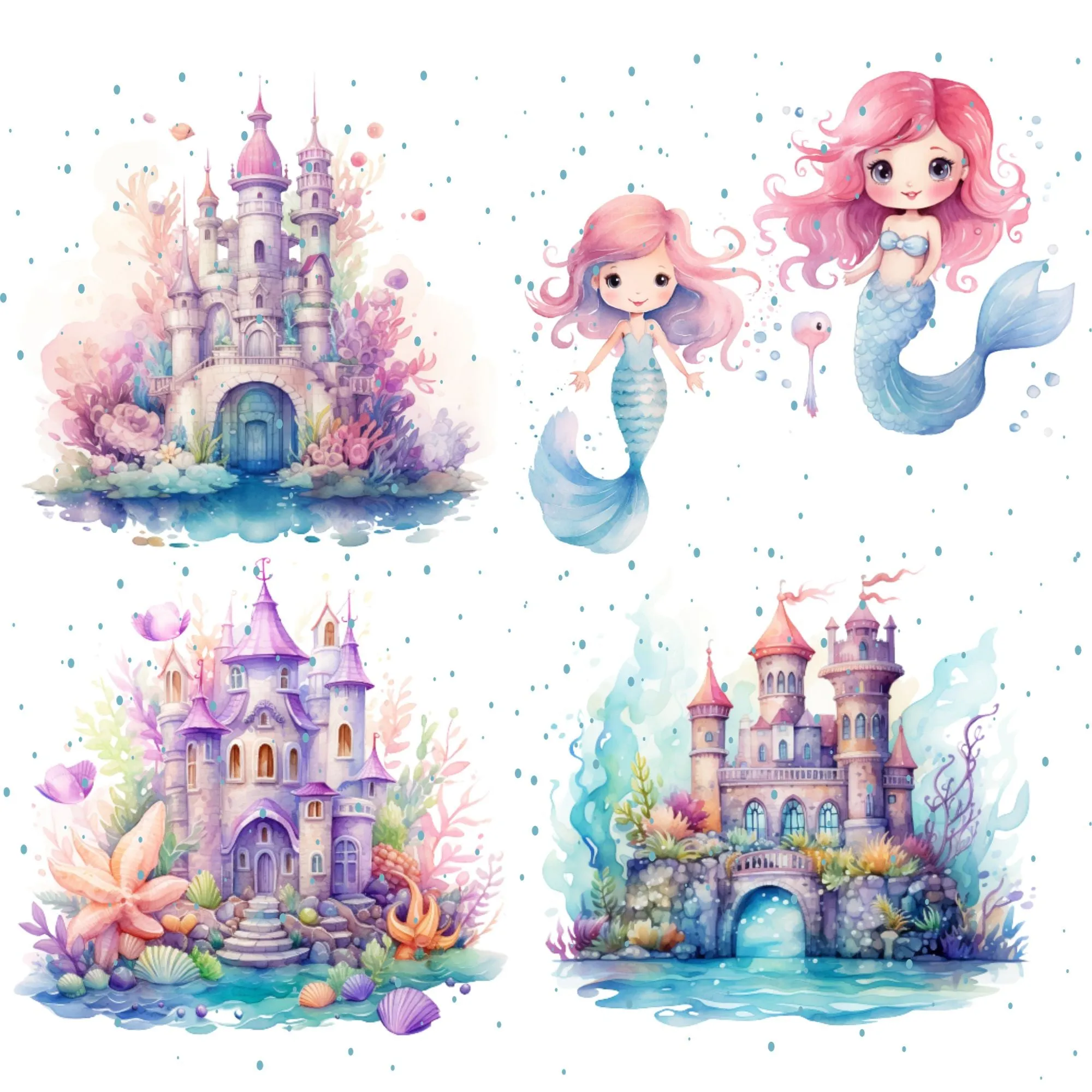 Little Princess Clipart, Watercolor Princess Clipart, Little Princess Ornaments,  Baby Princess, Castle Sublimation Design, Princess Birthday, Fairytale Princes 015
