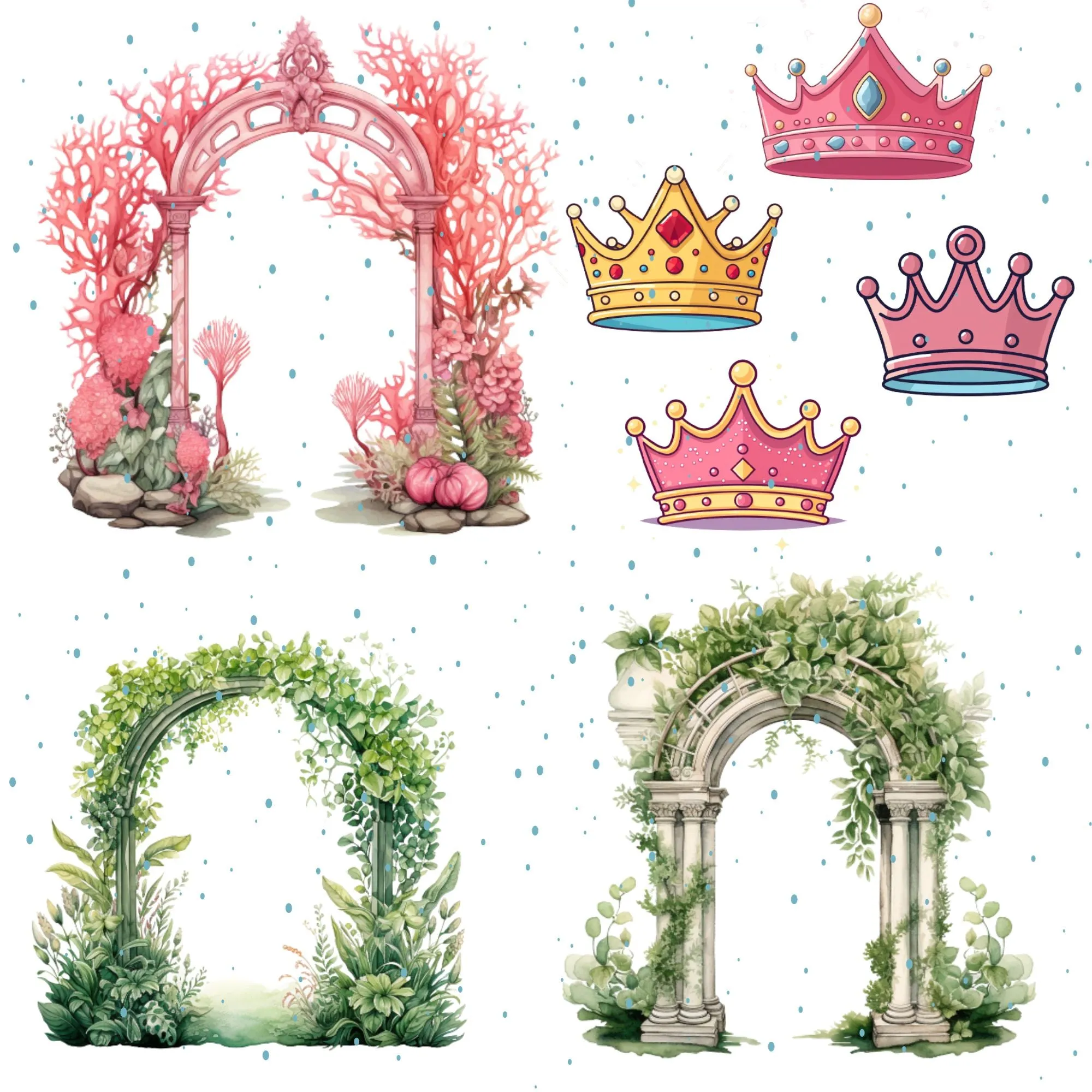 Little Princess Clipart, Watercolor Princess Clipart, Little Princess Ornaments,  Baby Princess, Castle Sublimation Design, Princess Birthday, Fairytale Princes 015