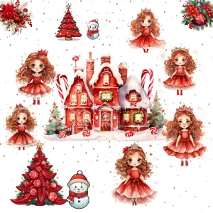 Little Princess Clipart, Watercolor Princess Clipart, Little Princess Ornaments,  Baby Princess, Castle Sublimation Design, Princess Birthday, Fairytale Princes 017