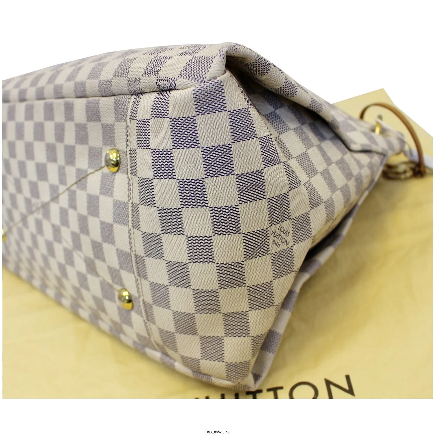 LOUIS VUITTON Artsy MM Damier Azur Shoulder Bag White