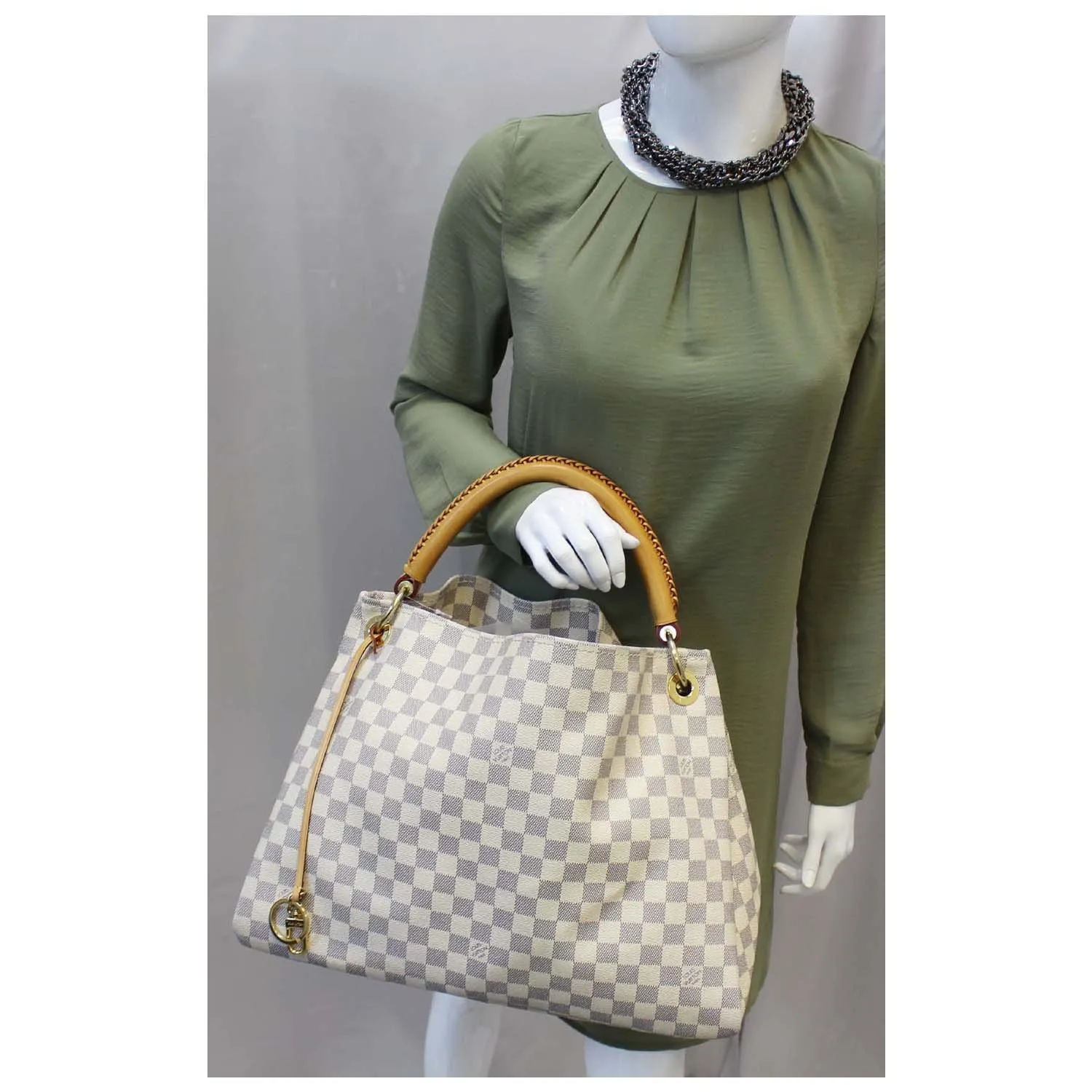 LOUIS VUITTON Artsy MM Damier Azur Shoulder Bag White