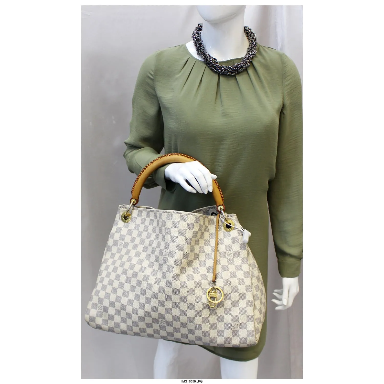 LOUIS VUITTON Artsy MM Damier Azur Shoulder Bag White