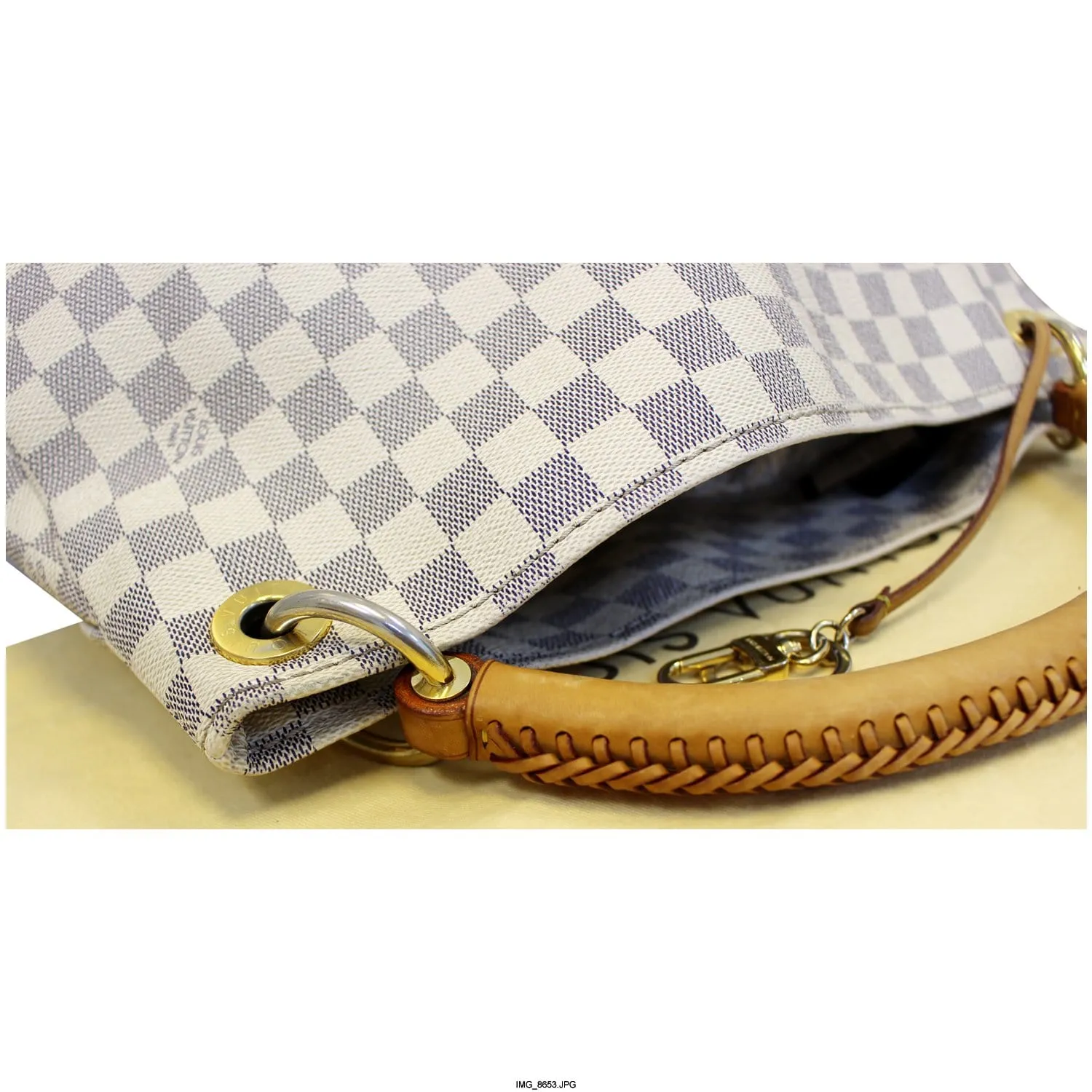 LOUIS VUITTON Artsy MM Damier Azur Shoulder Bag White