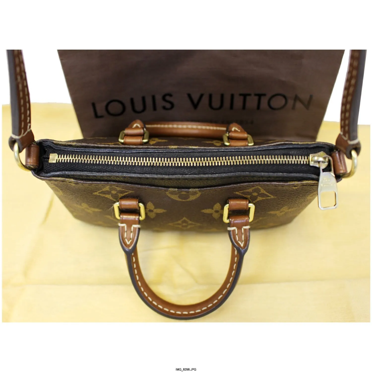 LOUIS VUITTON Nano Pallas Monogram Canvas Shoulder Crossbody Bag