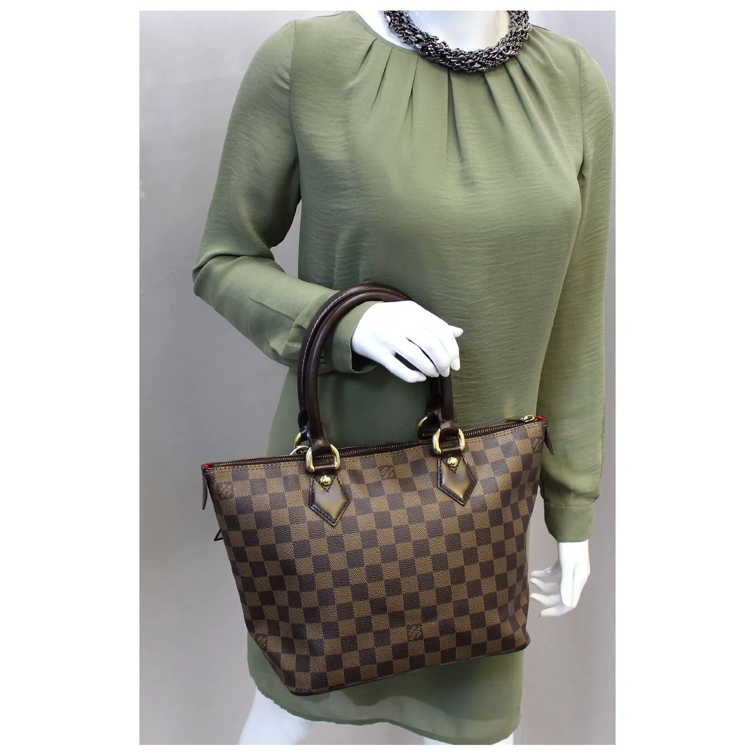 LOUIS VUITTON Saleya PM Damier Ebene Tote Shoulder Bag