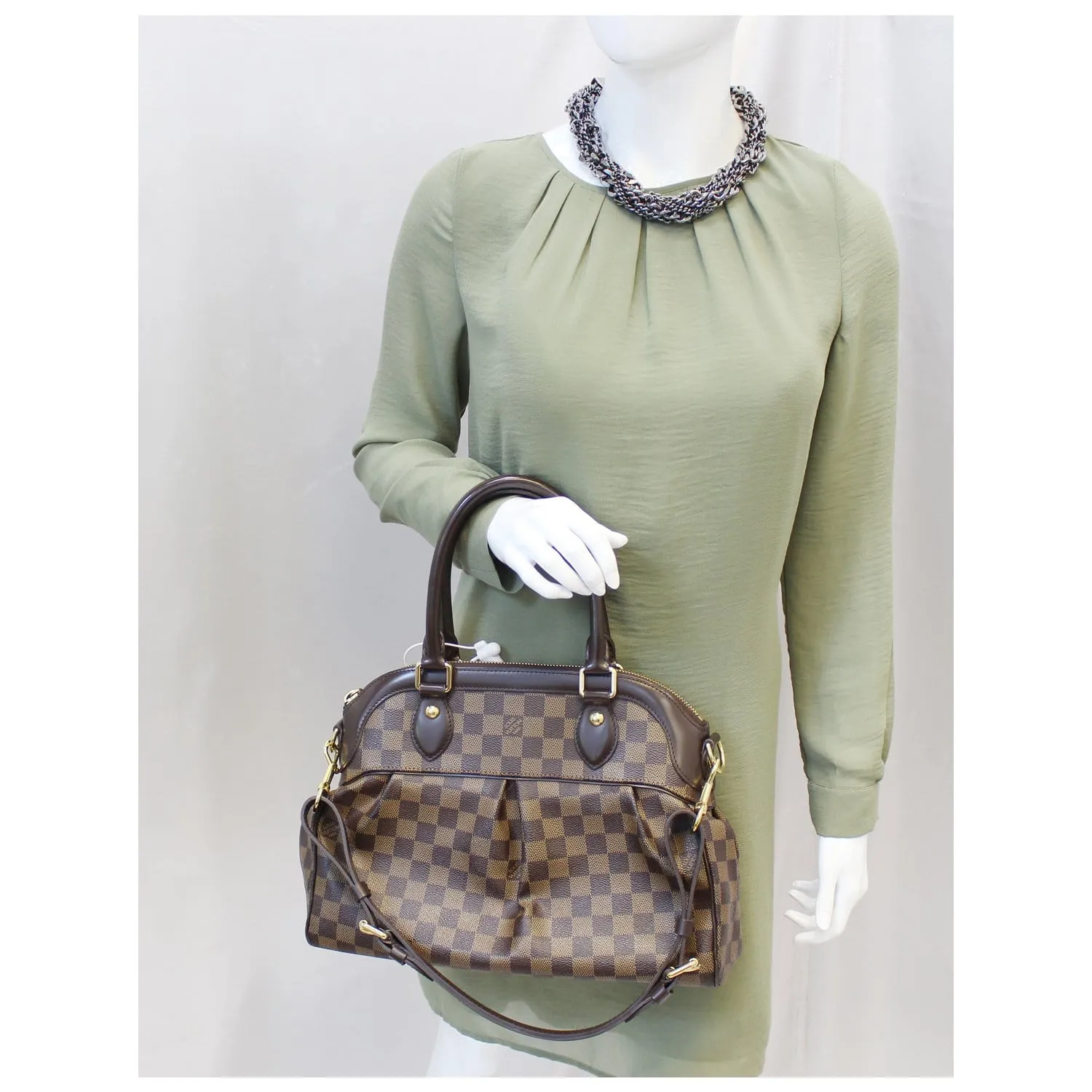 LOUIS VUITTON Trevi PM Damier Ebene Brown Shoulder Bag