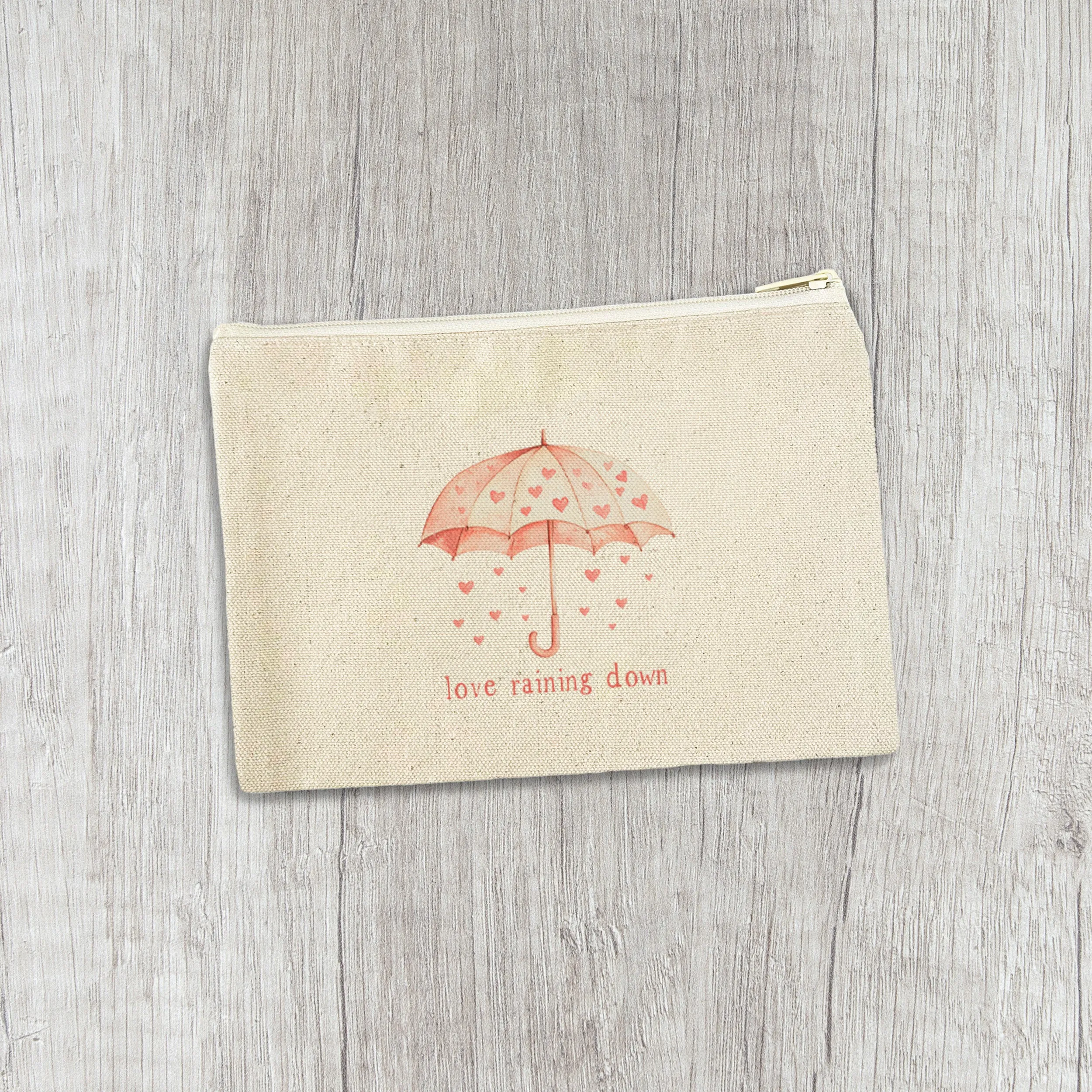 Love Raining Down - Valentine's Day Canvas Zipper Pouch