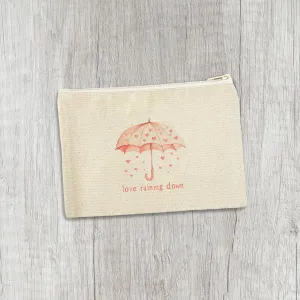 Love Raining Down - Valentine's Day Canvas Zipper Pouch