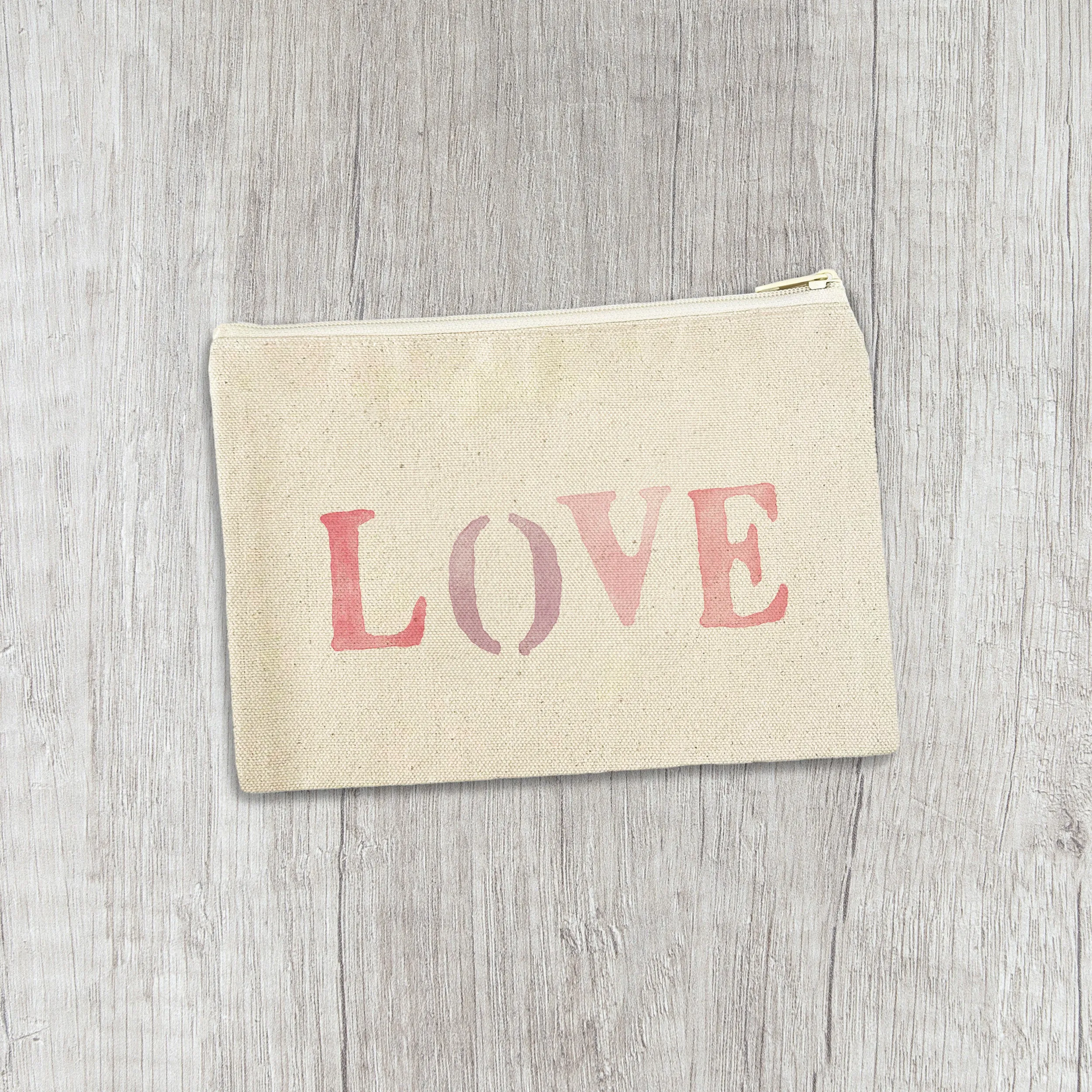 Love Stencil - Valentine's Day Canvas Zipper Pouch