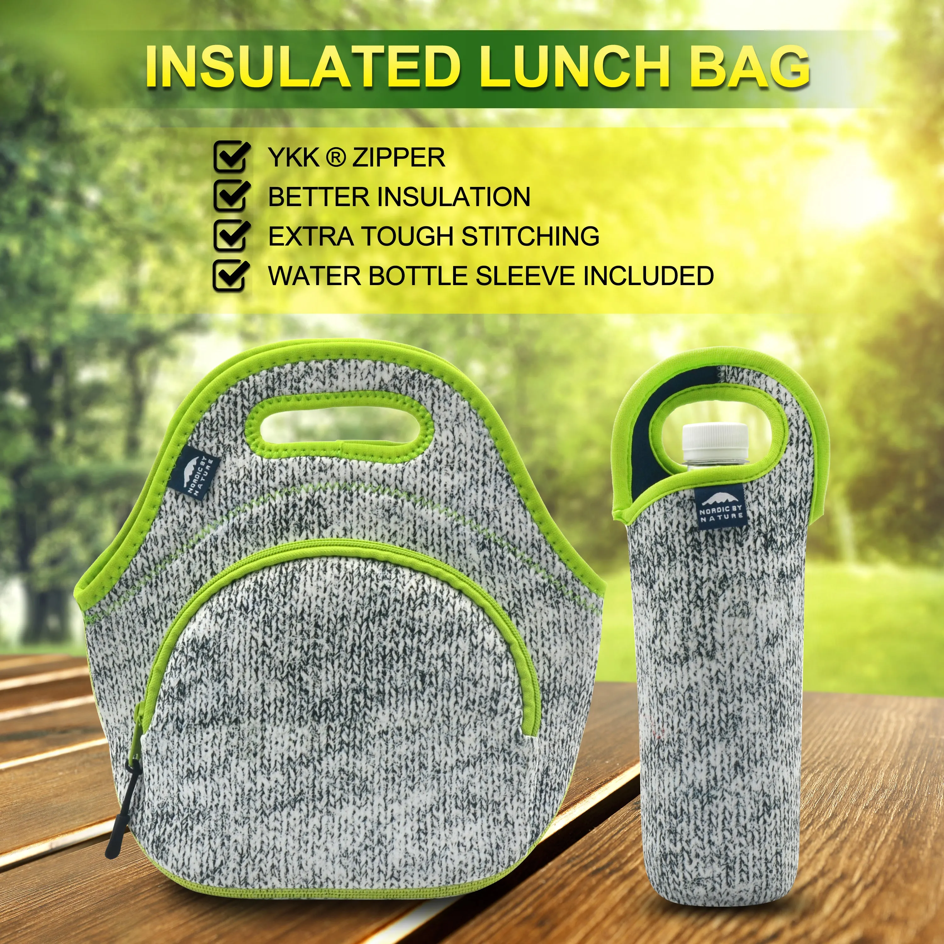 LUNCH BAG SET 12" GREY MELANGE