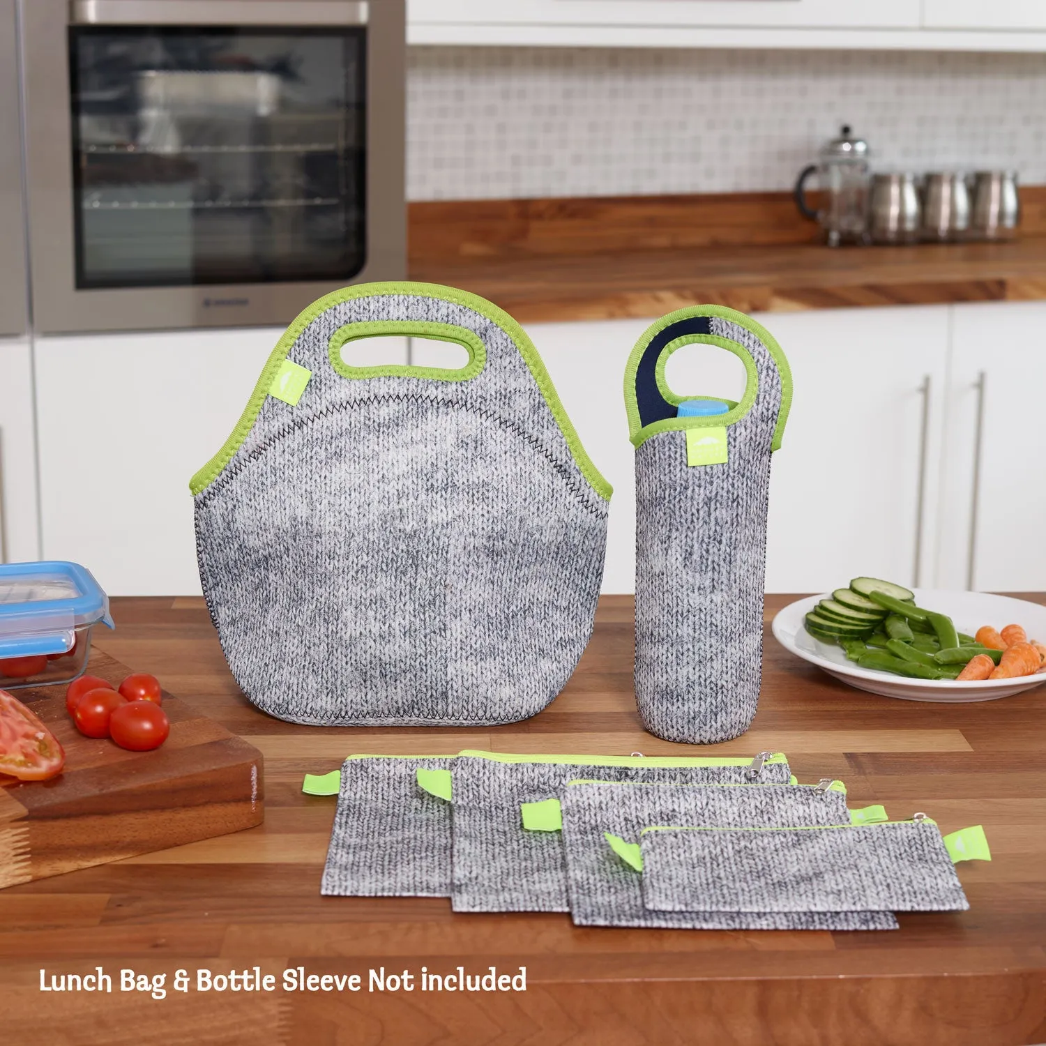 LUNCH BAG SET 12" GREY MELANGE