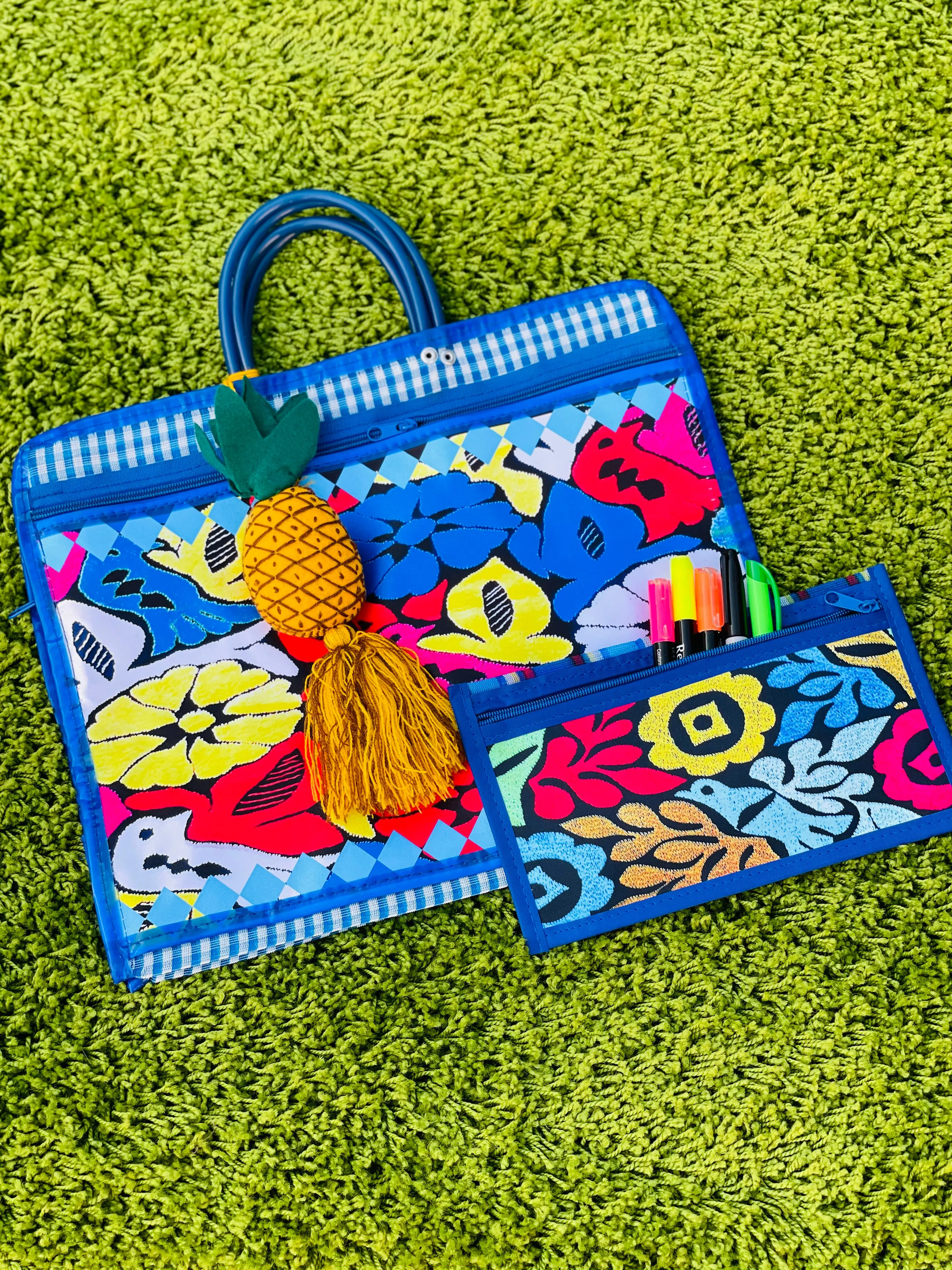 Mercado Bag Stationary Pencil Pouch and Large Organizer Bag
