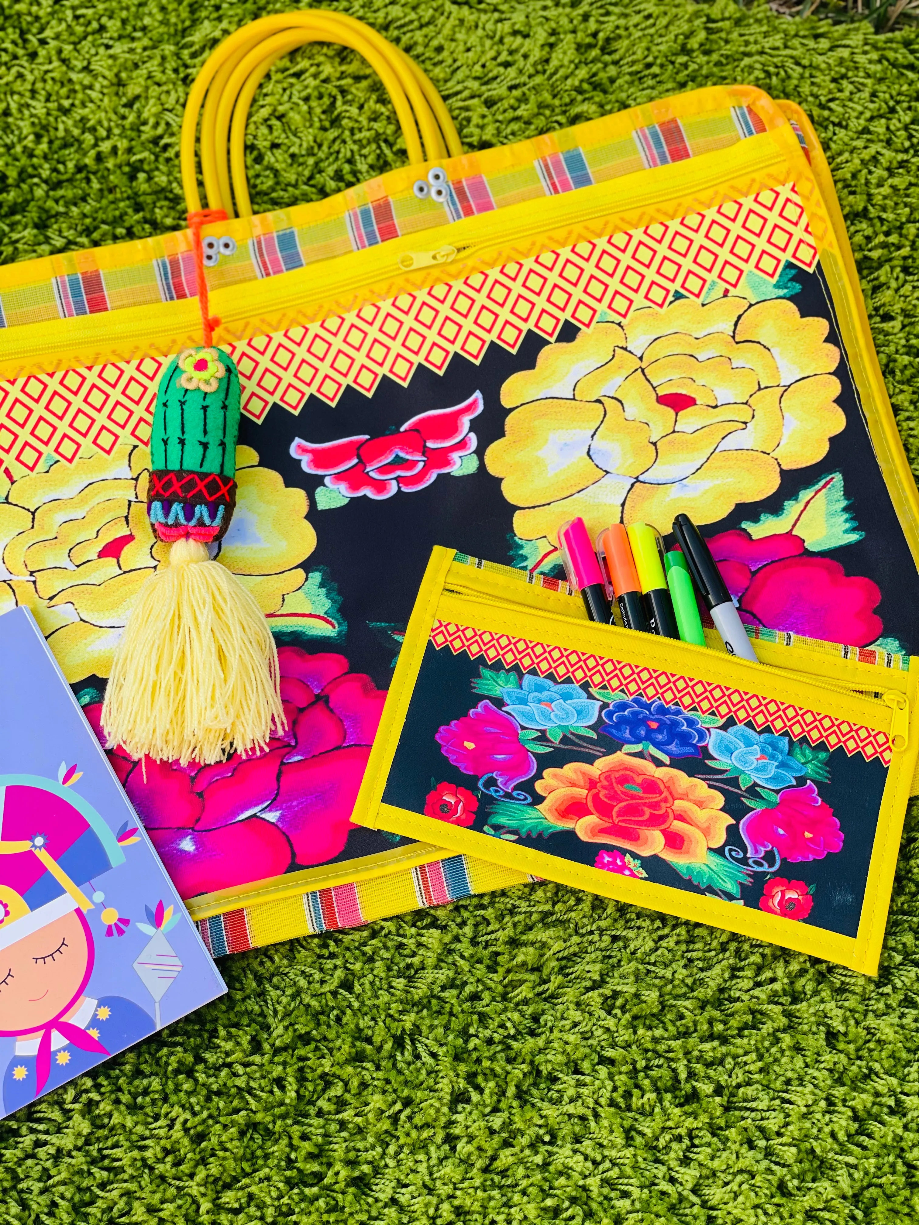 Mercado Bag Stationary Pencil Pouch and Large Organizer Bag