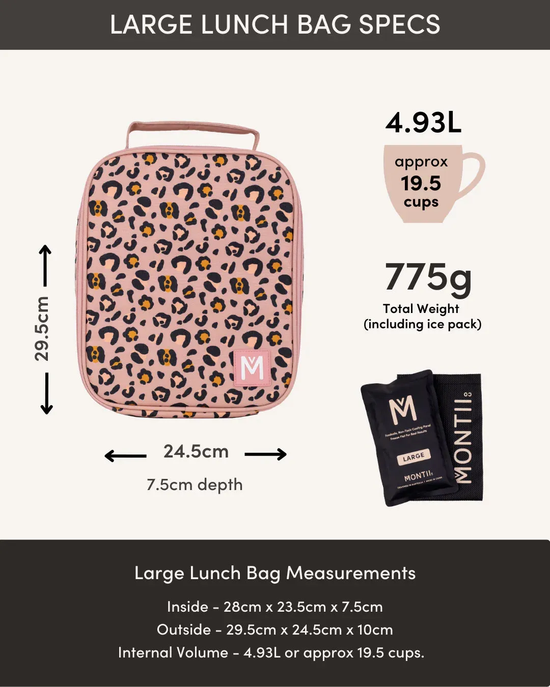 Montiico Large Insulated Lunch Bag - Unicorn Magic Pink