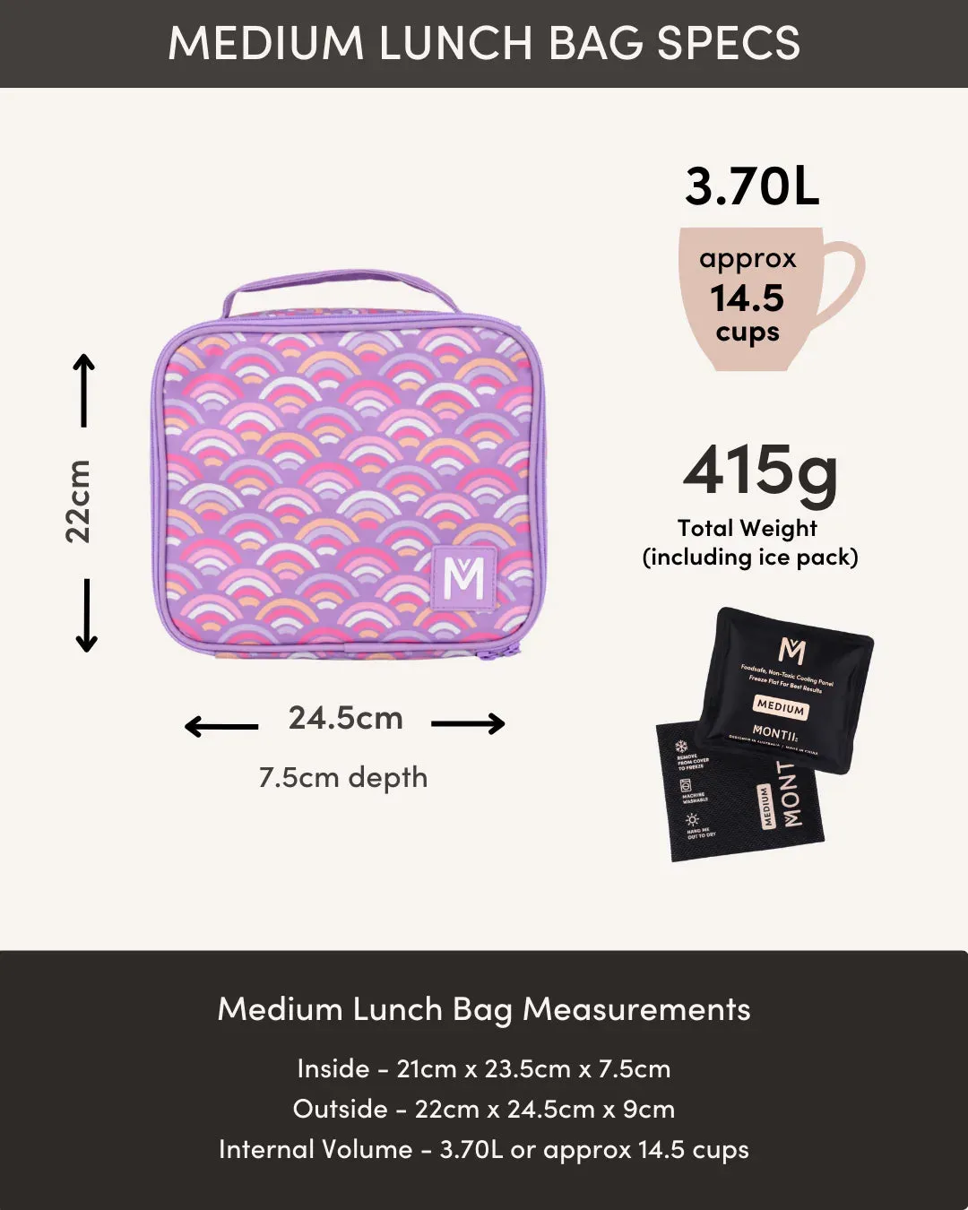 Montiico Medium Insulated Lunch Bag - Aurora