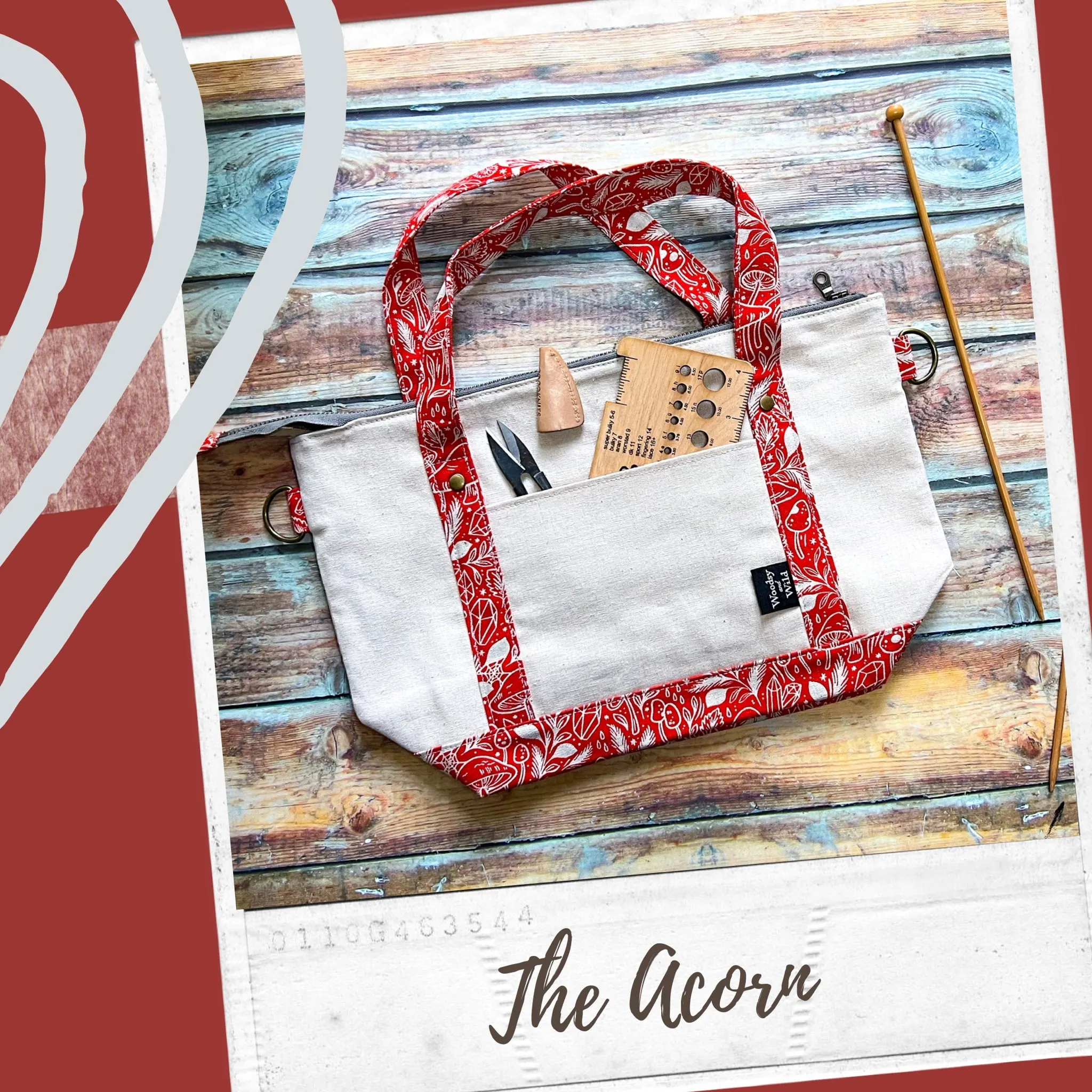 *Mystic Mushroom*- Signature Zippered Knitting Project Bag