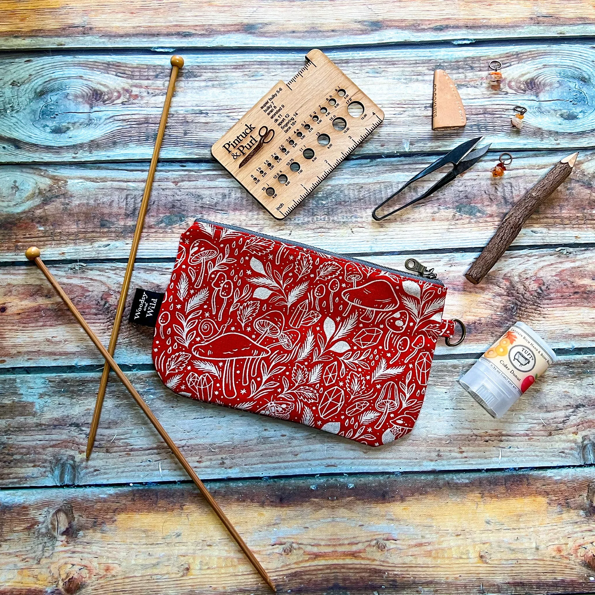 *Mystic Mushroom*- Signature Zippered Knitting Project Bag