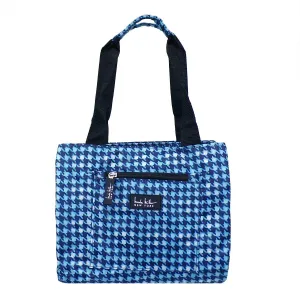 Nicole Miller of New York Insulated Waterproof Lunch Box Cooler Bag - 11 Lunch Tote (Blue Houndstooth
