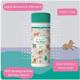 Nilaqua Pet Bamboo Biodegradable Pet Wipes Canister 100pk