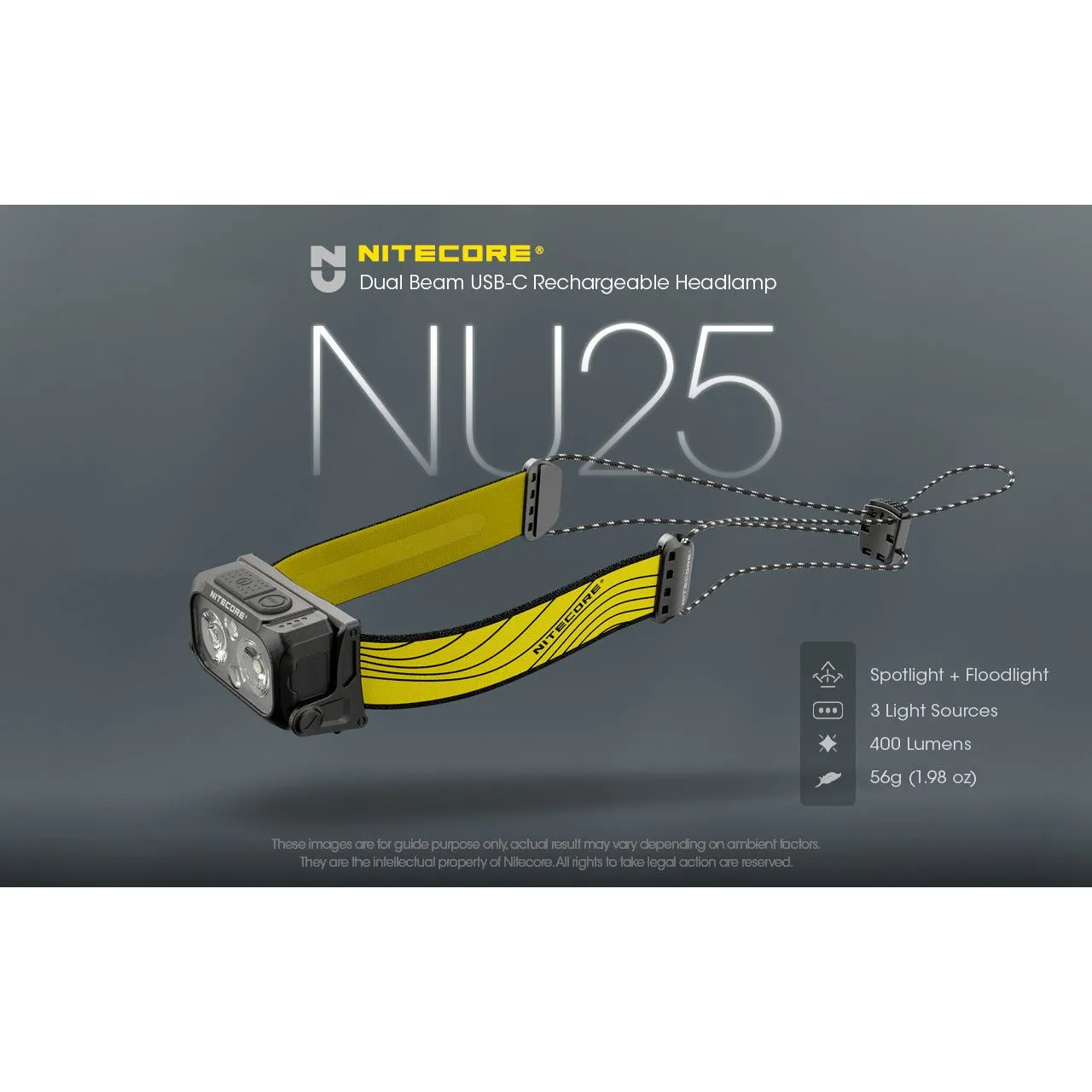 Nitecore NU25 V2 Rechargeable Headlamp (400 lumens)