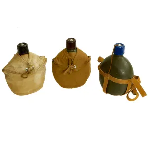 Original Vietnam War U.S. Bringback Vietcong ChiCom 2nd Type Canteen Lot With Carriers - 3 Items