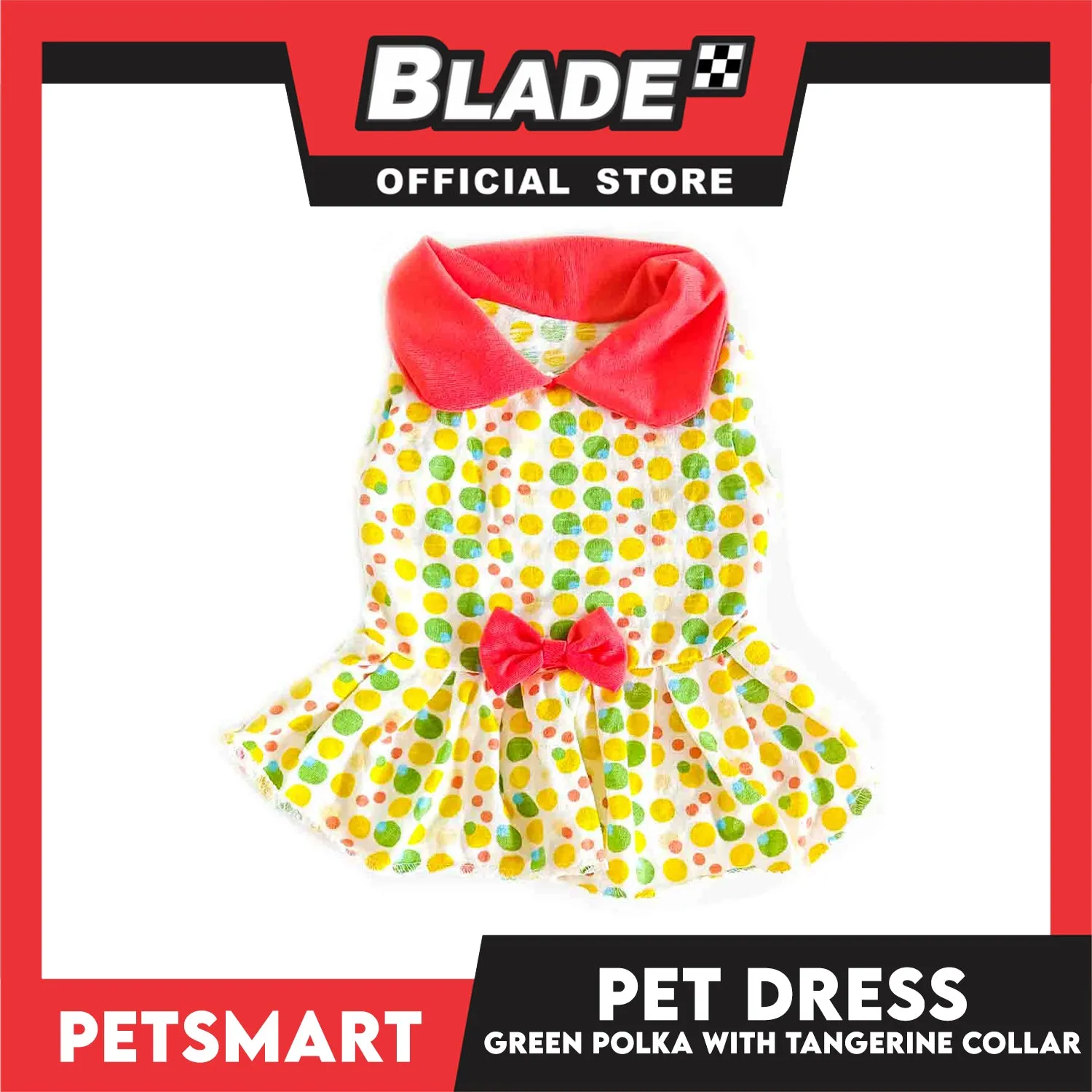 Pet Dress Clothes, Green Polka With Tangerine Collar (Large)