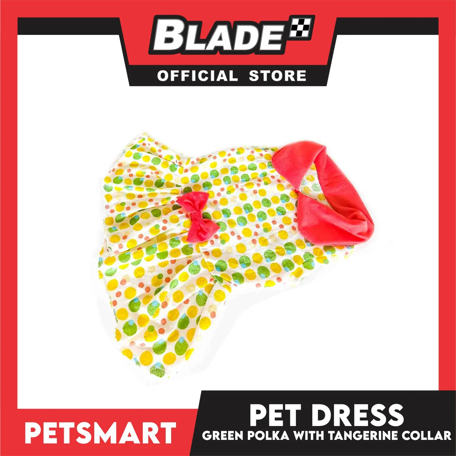 Pet Dress Clothes, Green Polka With Tangerine Collar (Large)