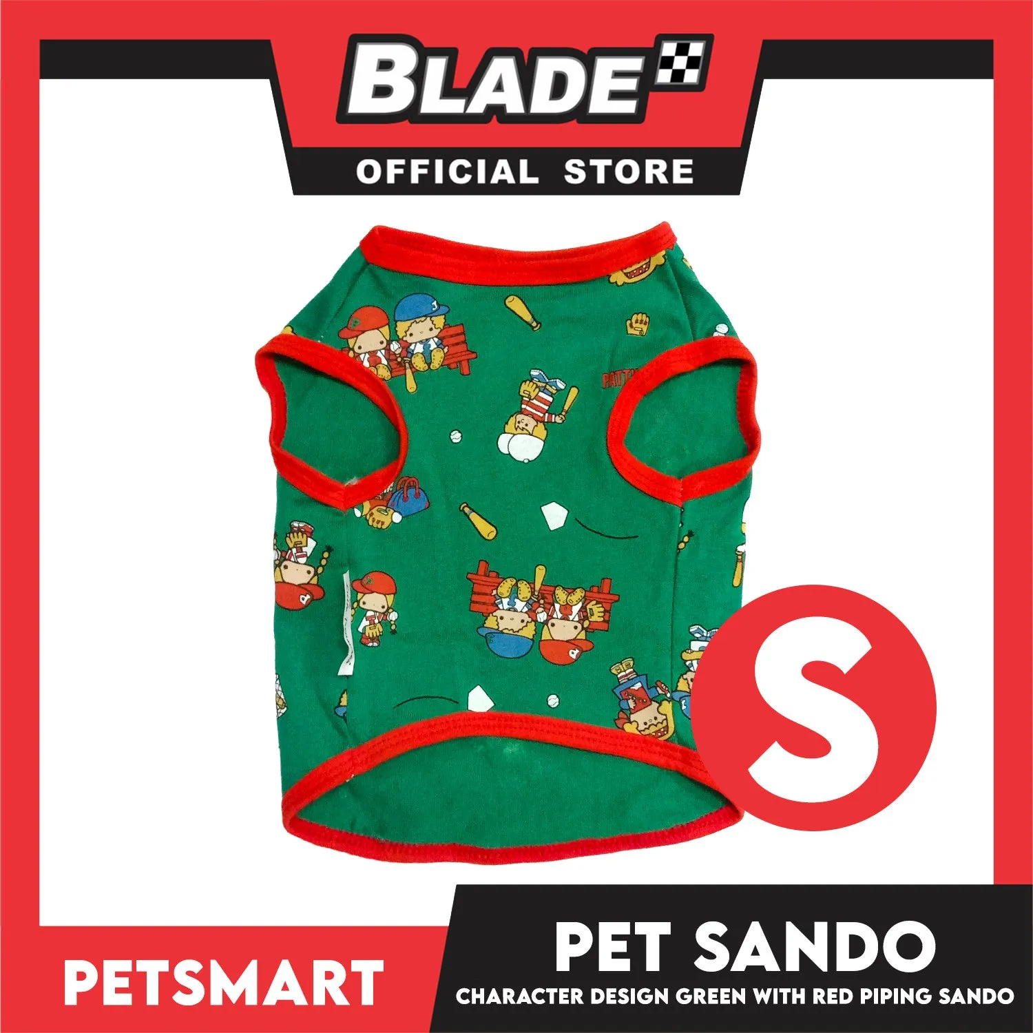 Pet Sando Character Design, Green with Red Piping Color, Small Size (DG-CTN199S)