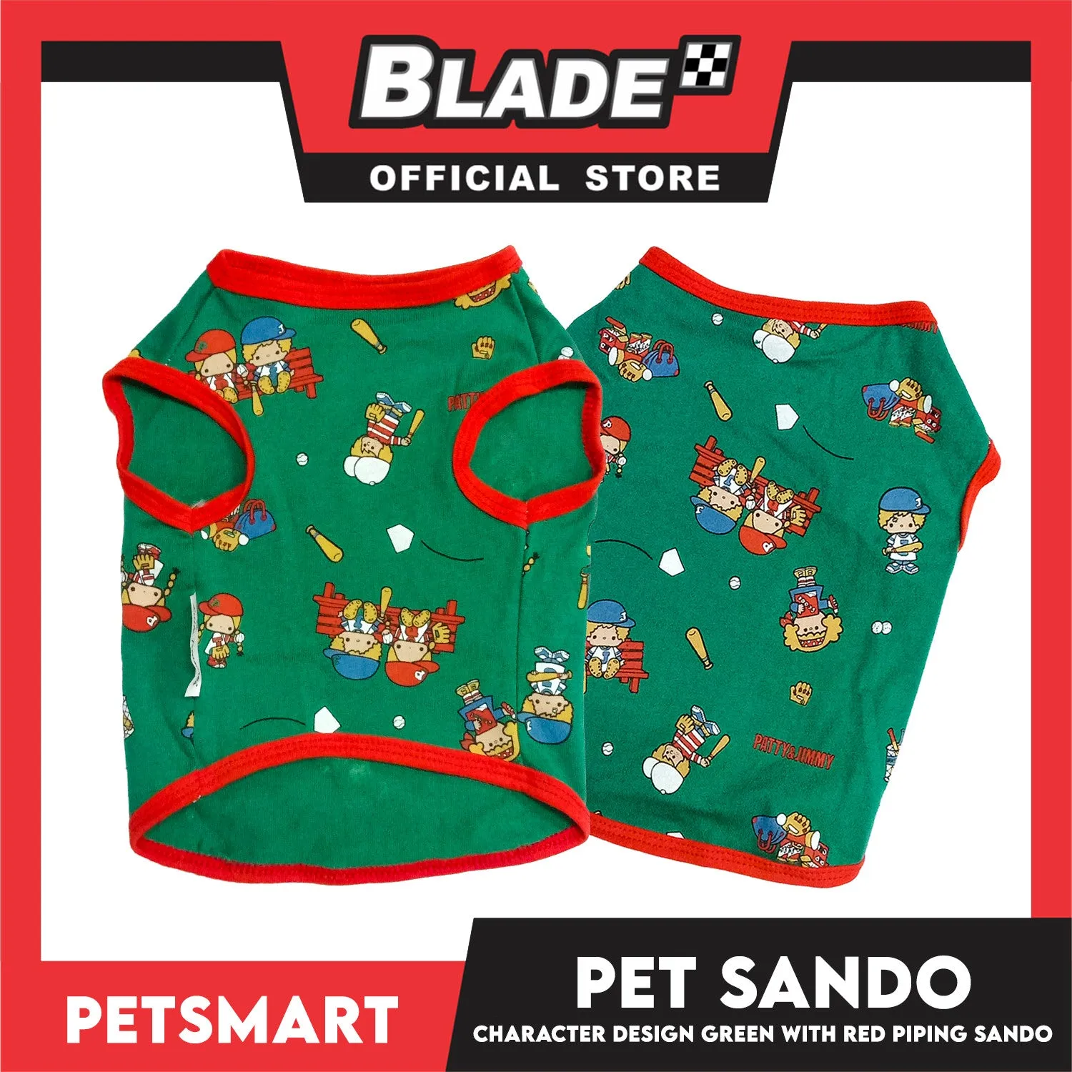Pet Sando Character Design, Green with Red Piping Color, Small Size (DG-CTN199S)