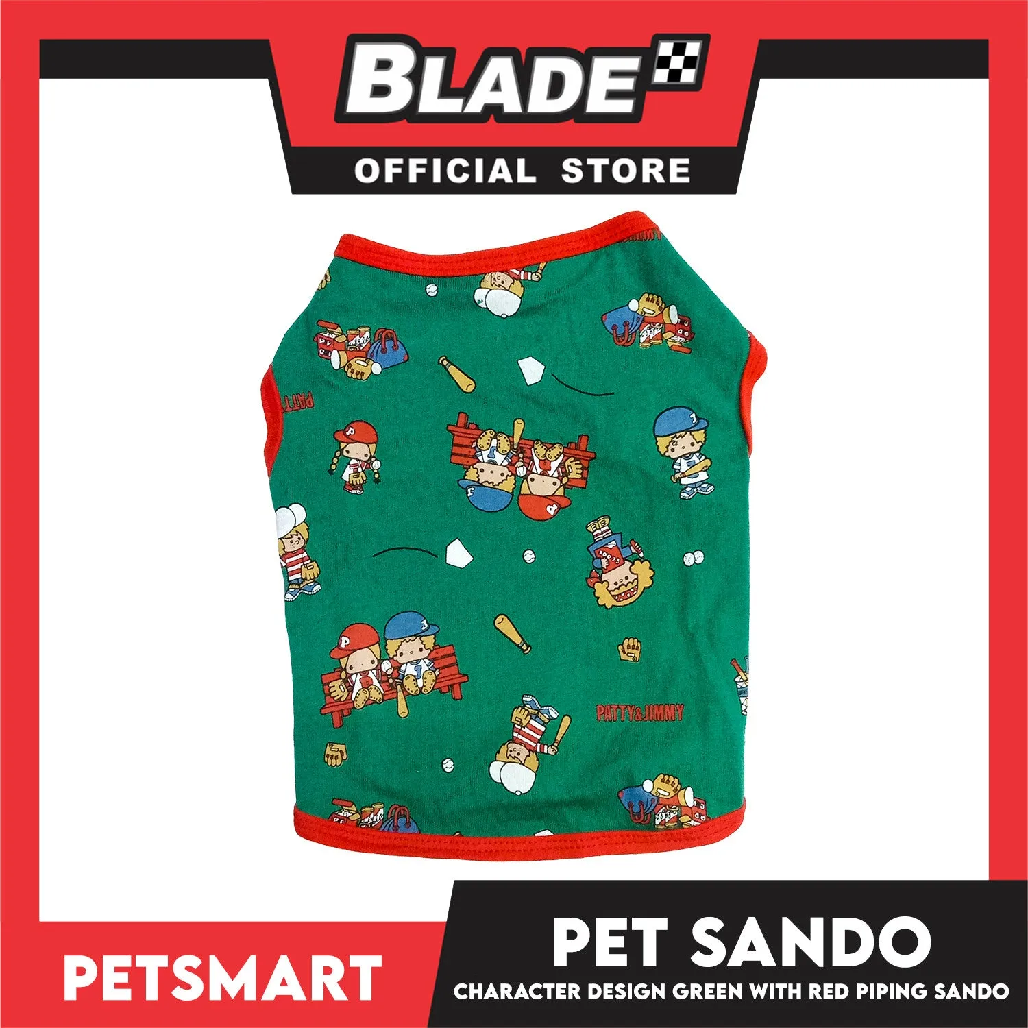 Pet Sando Character Design, Green with Red Piping Color, Small Size (DG-CTN199S)
