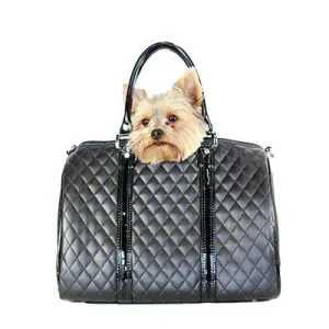 Petote JL Duffel Black Quilted Luxe Dog Carrier