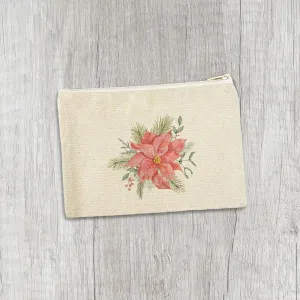Poinsettia Flower - Canvas Zipper Pouch