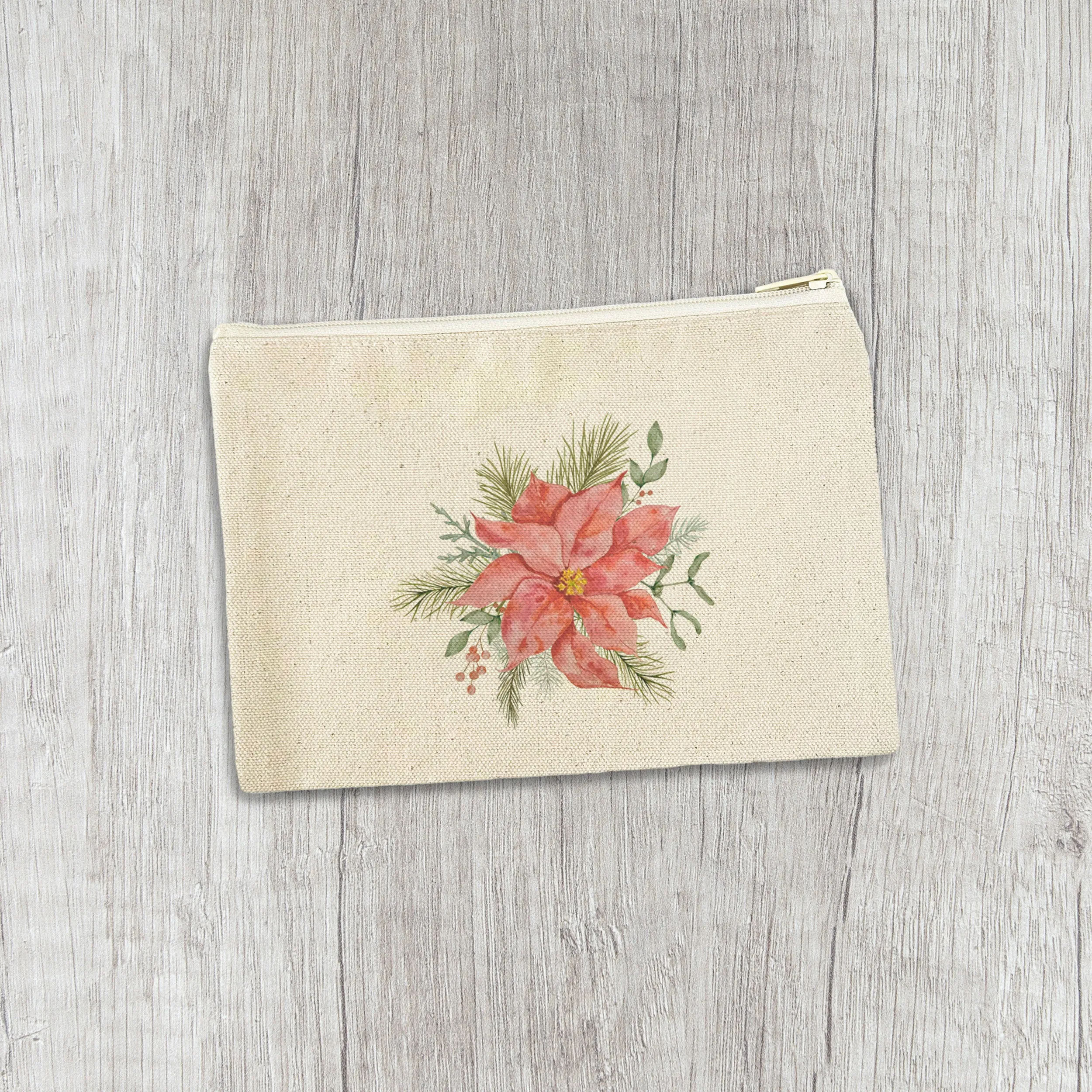 Poinsettia Flower - Canvas Zipper Pouch