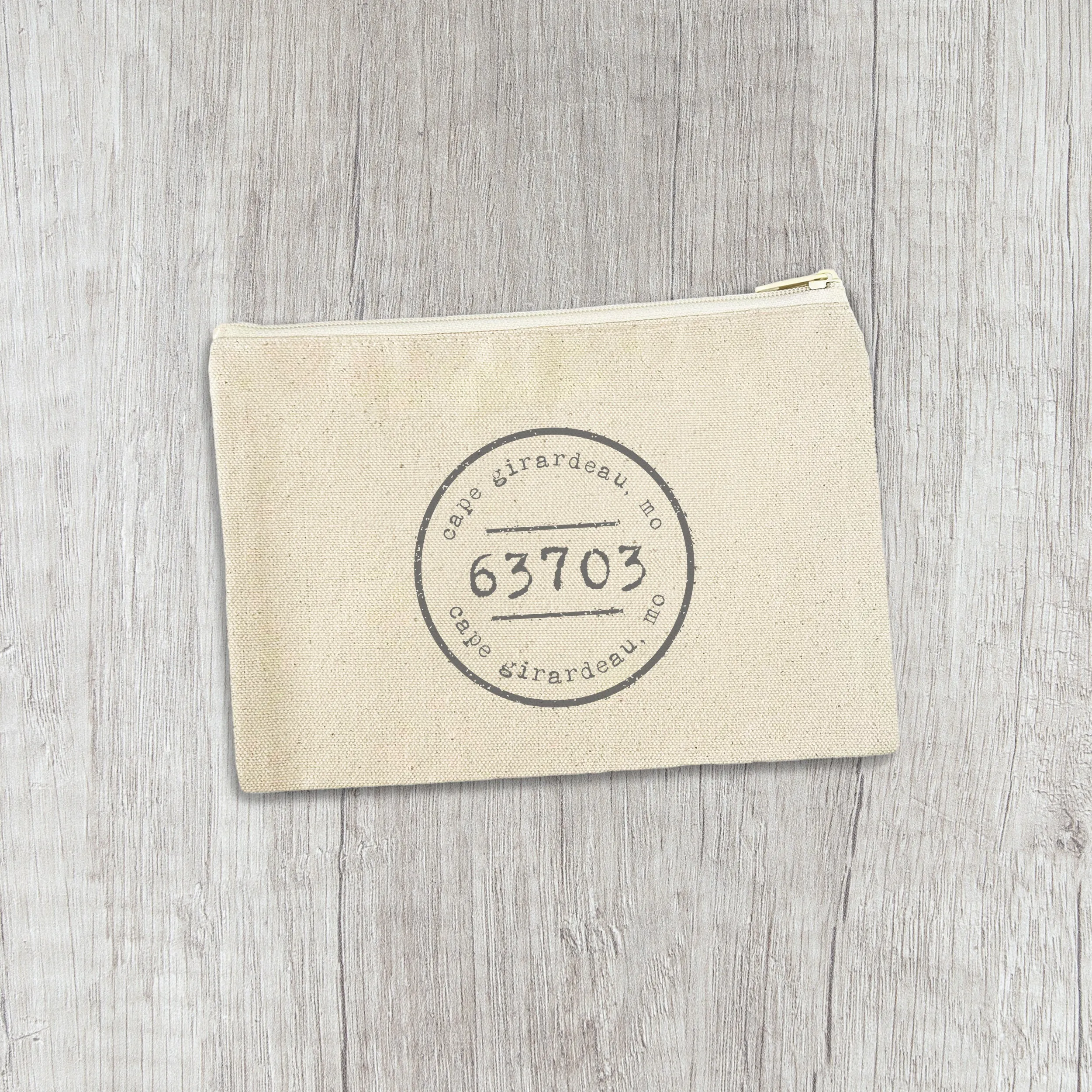 Postmark Stamp City/State/Zip - Canvas Zipper Pouch