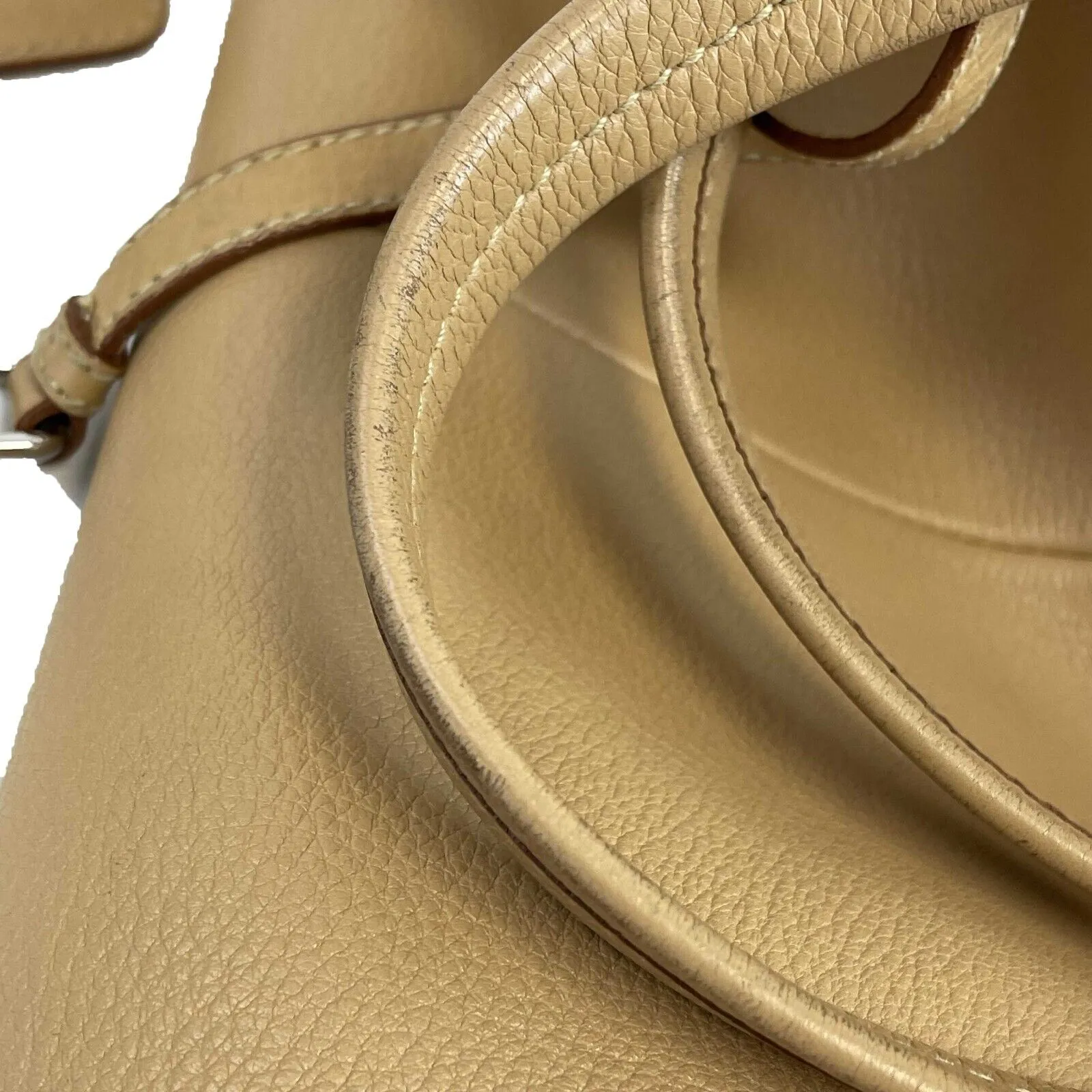 PRADA - Beige Vitello Diano Leather Tote w/ Pouch / Large Pocket