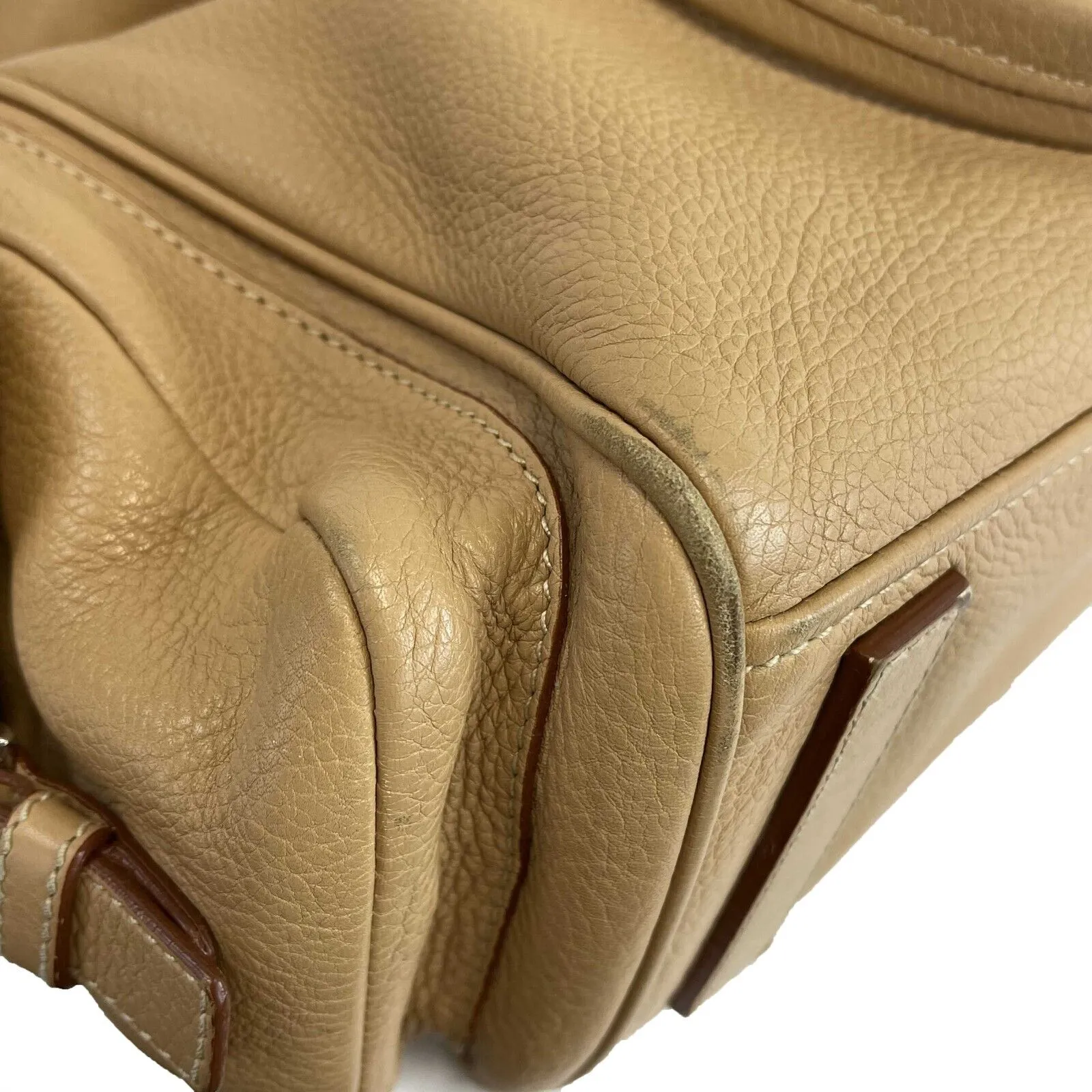 PRADA - Beige Vitello Diano Leather Tote w/ Pouch / Large Pocket