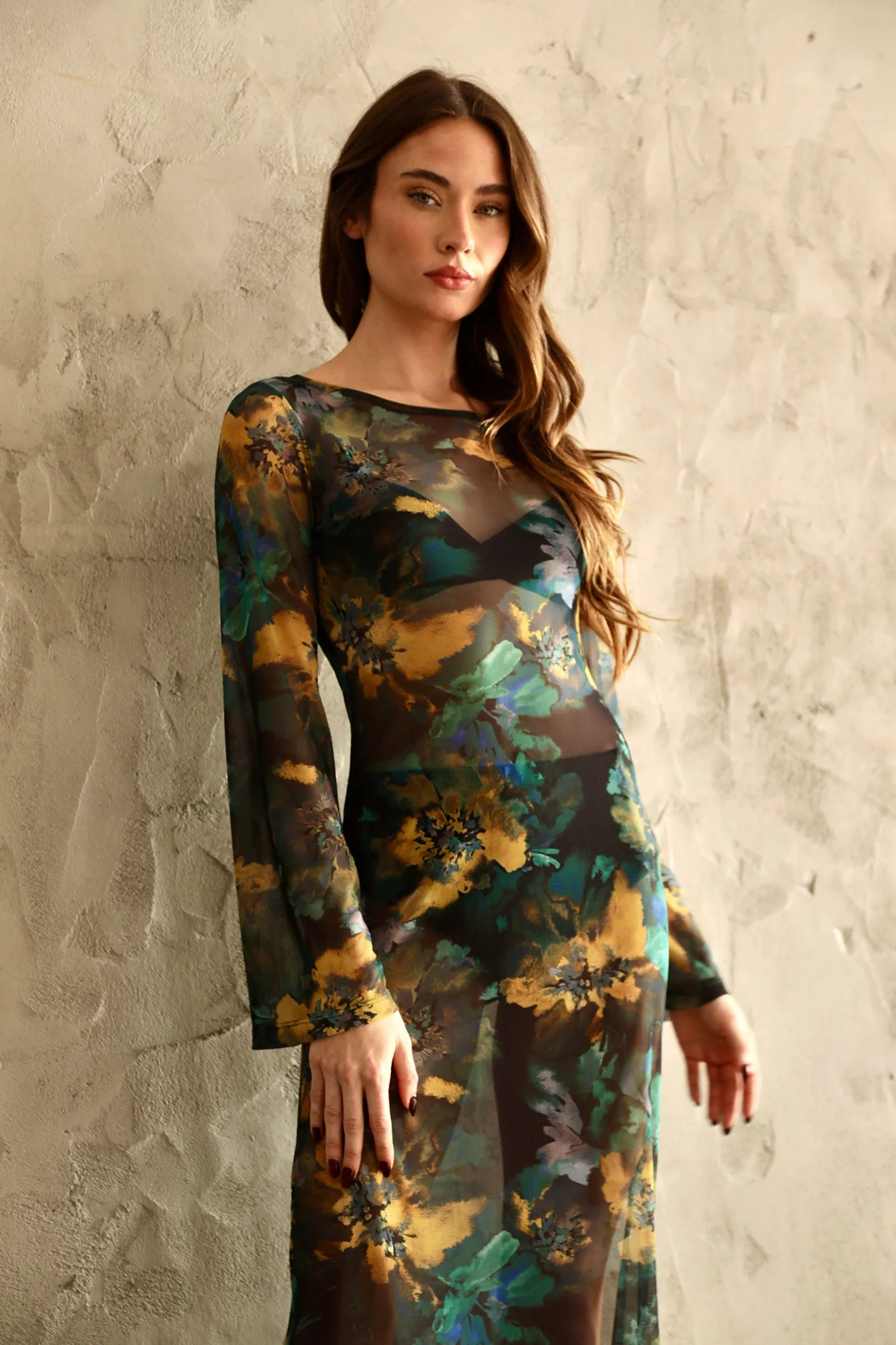Printed Mesh Maxi Cover