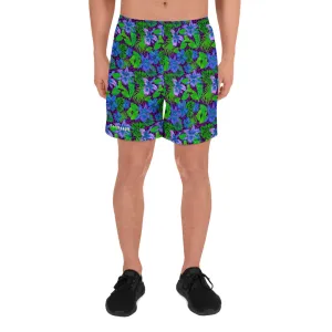 Purple Leopard Goth Hawaiian Print Men's Athletic Long Shorts / All Over Print