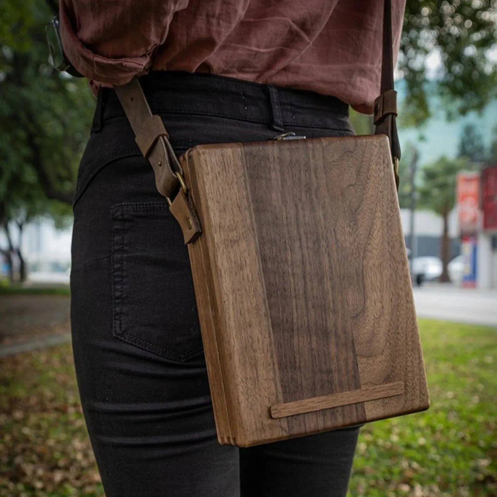 Retro Nostalgic Writers Wood Box Bags Women's Wood Messenger Bags Outdoor Sketch Bags Tool Storage with Lid Souvenir Box Bags