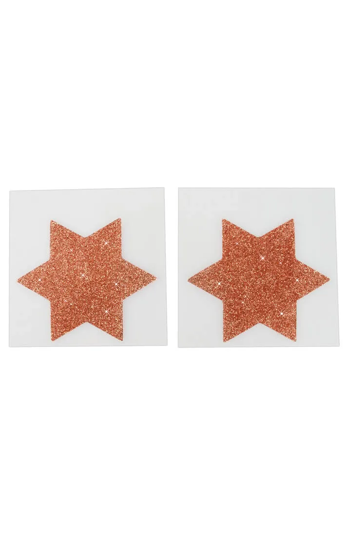 Rose gold glitter star nipple covers