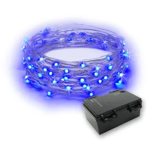 RTGS 60 Blue Color LED String Lights Batteries Operated on 20 Feet Long Silver Color Wire with Black Waterproof Batteries Box and Timer