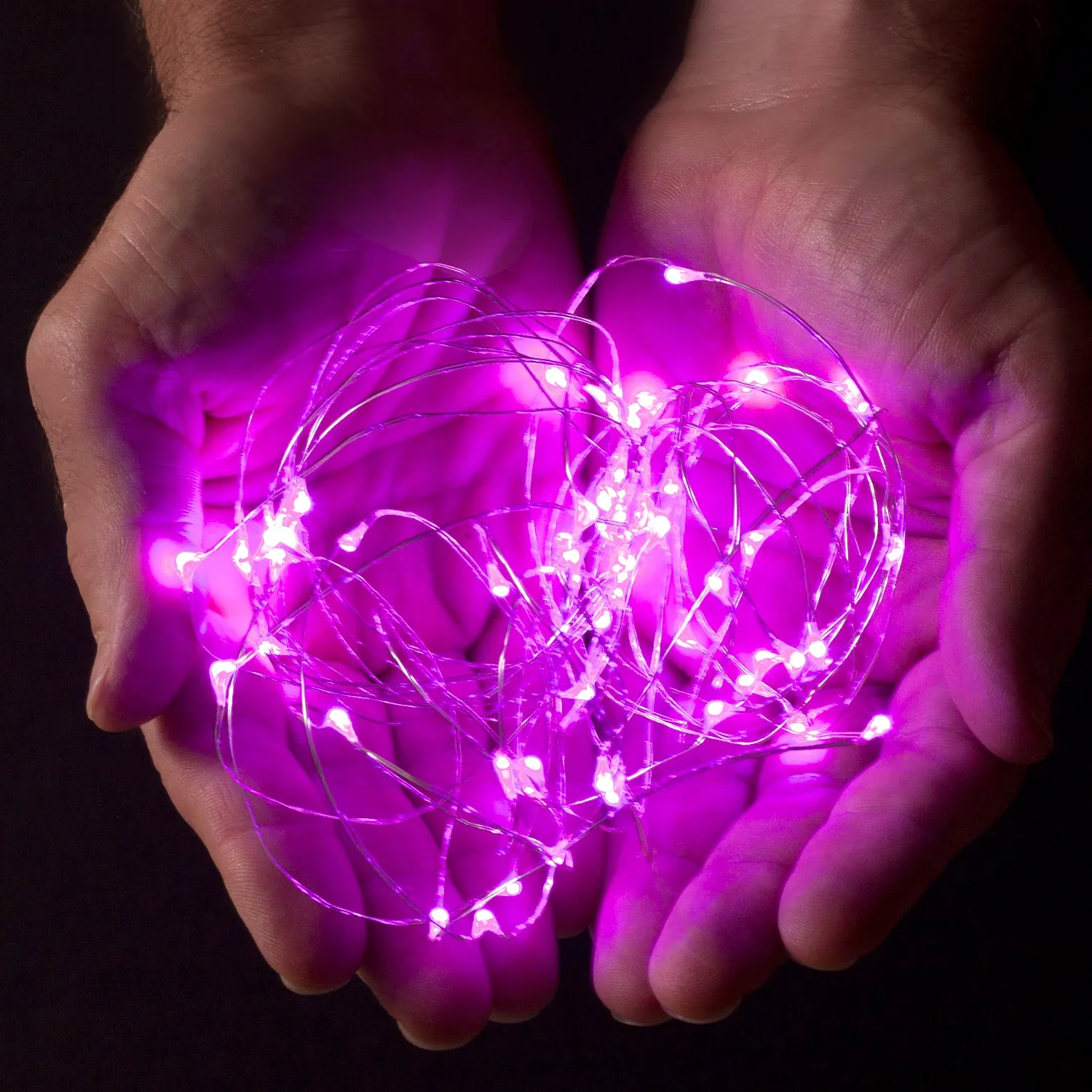 RTGS 60 Pink Color LED String Lights Batteries Operated on 20 Feet Long Silver Color Wire with Black Waterproof Batteries Box and Timer