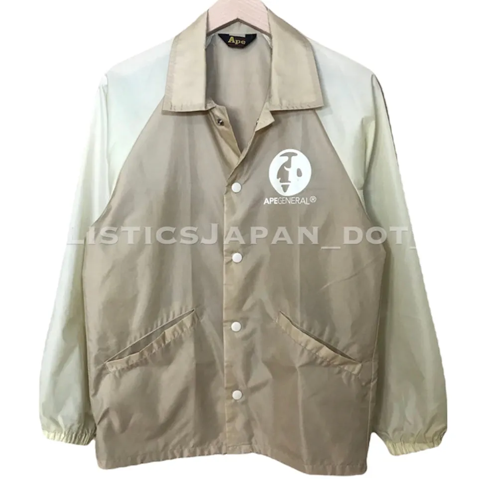 [S] A Bathing Ape Bape Vintage Ape General Nylon Coaches Jacket Beige