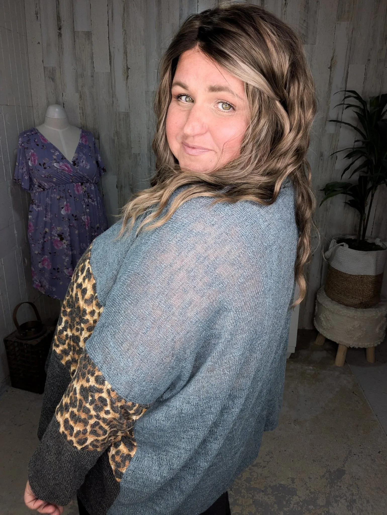 SALE- Amina Colorblock Top w/Animal Print Pop