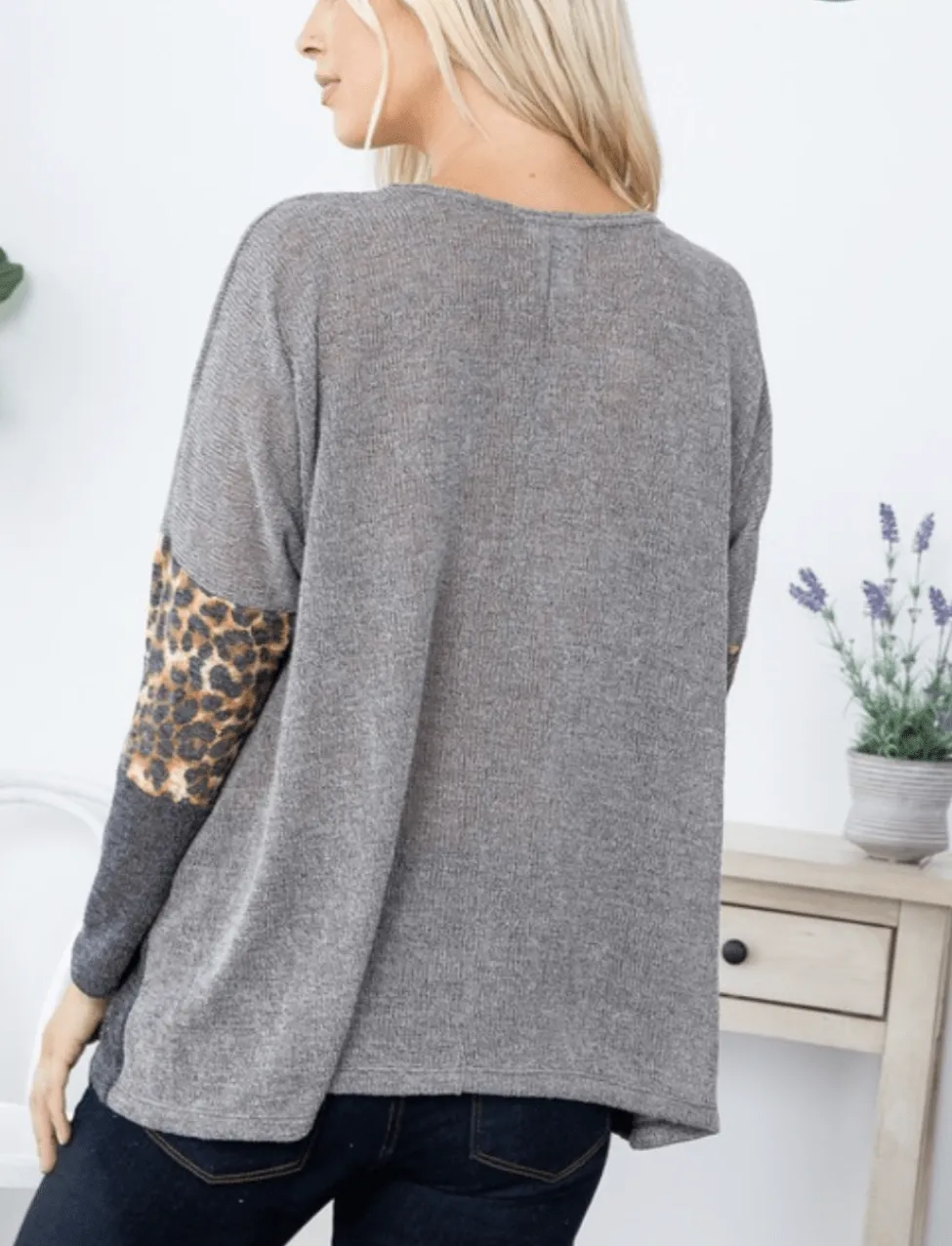 SALE- Amina Colorblock Top w/Animal Print Pop